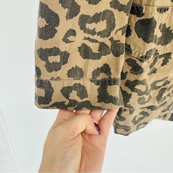 NEW Ellison Leopard Print Zip Up Utility Jacket Adjustable Drawstring Size S - Picture 8 of 12